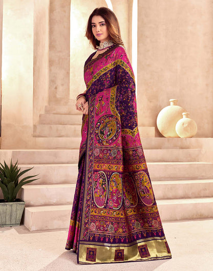 Wine Silk Woven Patola Saree