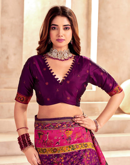 Wine Silk Woven Patola Saree