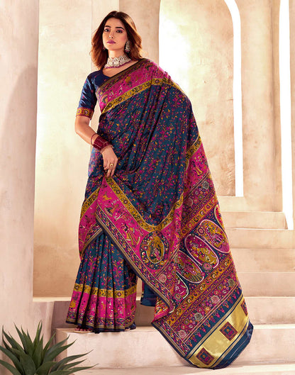 Rama Blue Silk Woven Patola Saree