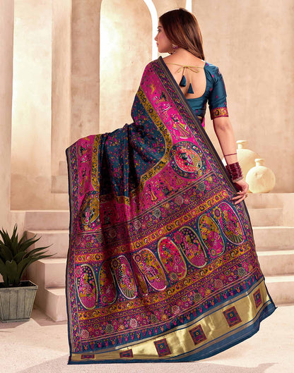 Rama Blue Silk Woven Patola Saree