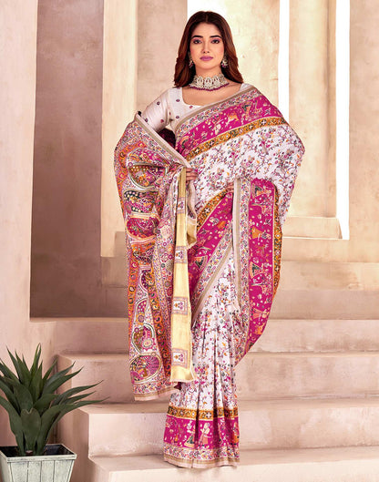 Off White Silk Woven Patola Saree