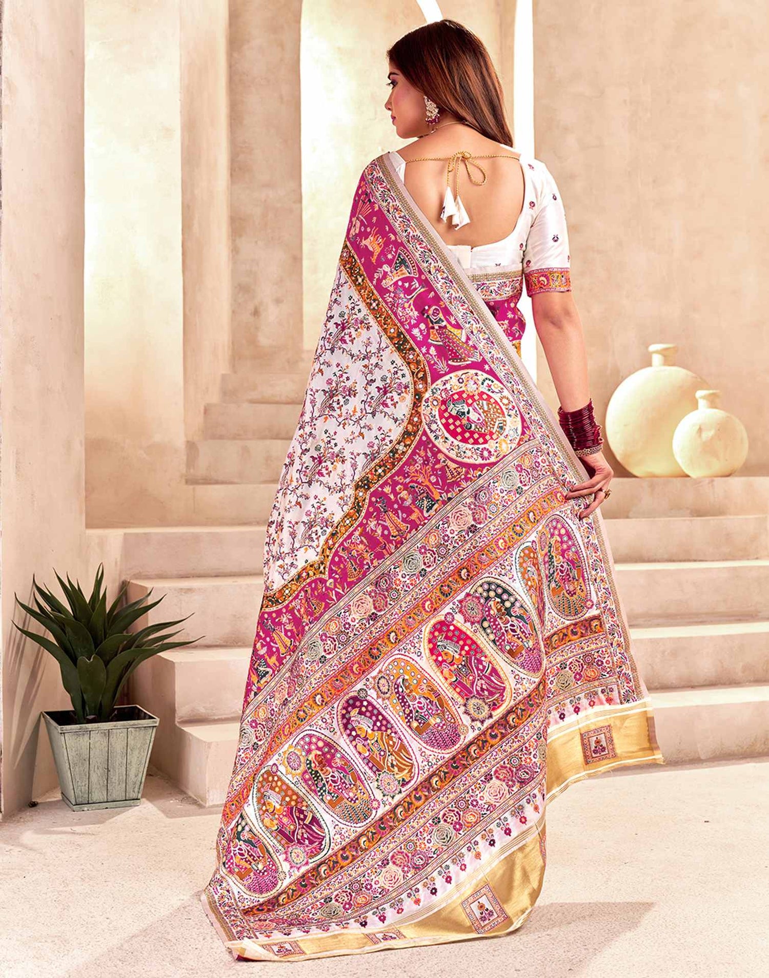 Off White Silk Woven Patola Saree