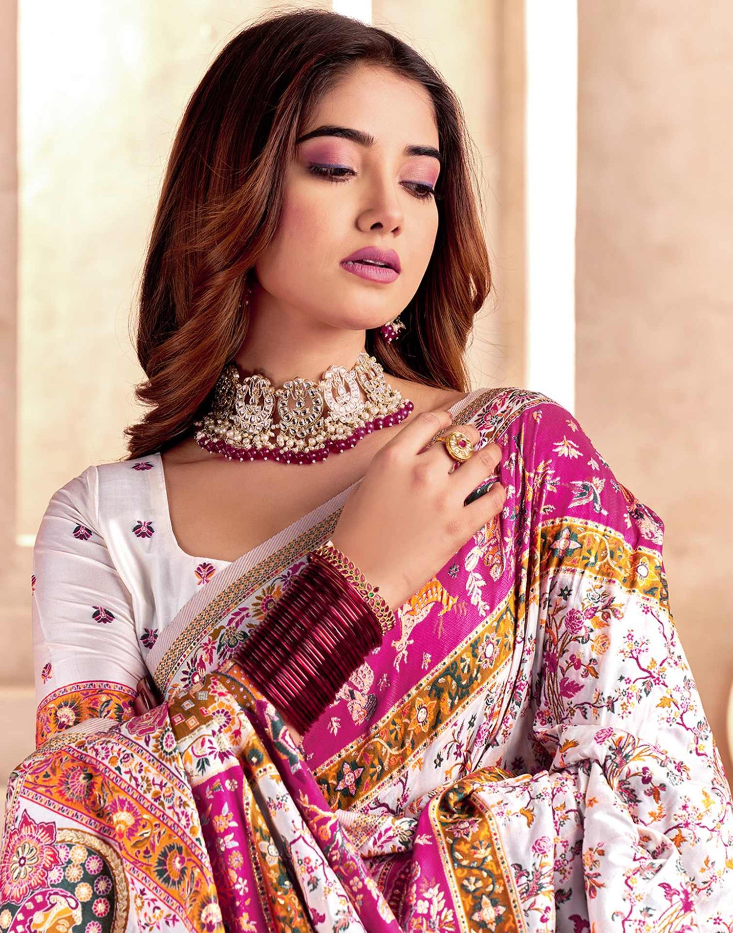 Off White Silk Woven Patola Saree