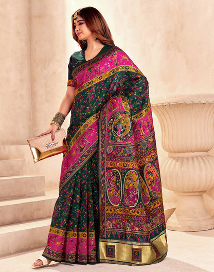 Bottle Green Silk Woven Patola Saree