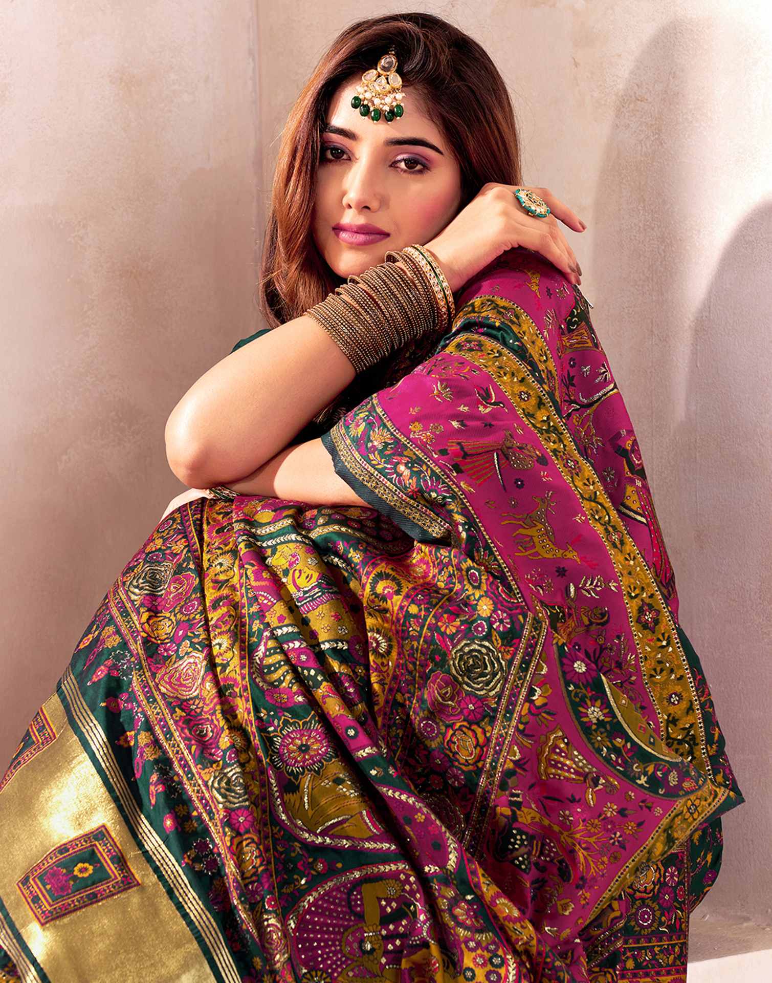 Bottle Green Silk Woven Patola Saree