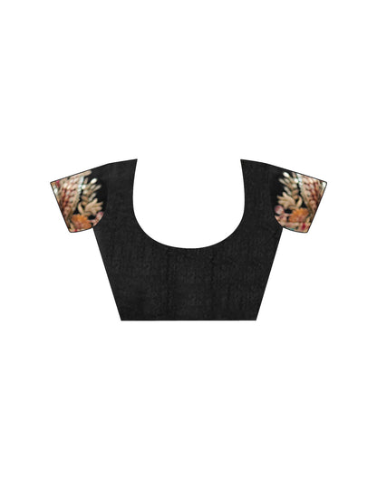 Black Georgette Printed Laheriya Saree