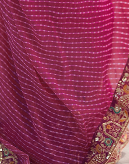 Pink Georgette Printed Laheriya Saree