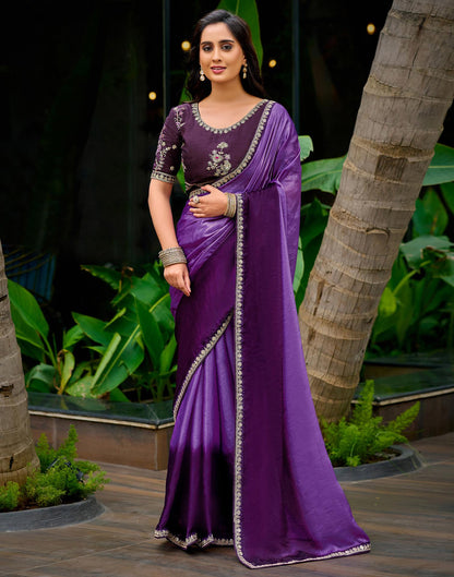 Purple Tissue Silk Lace Saree