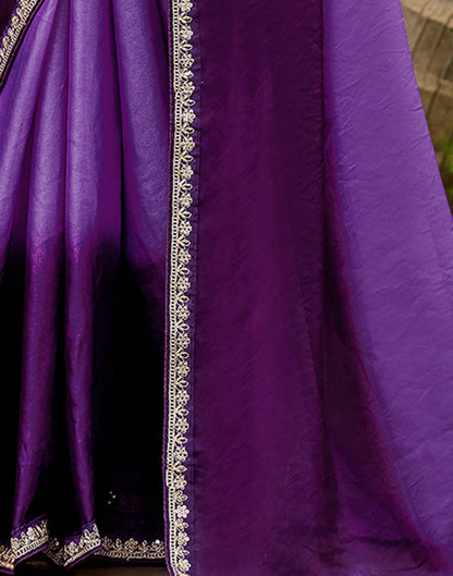 Purple Tissue Silk Lace Saree