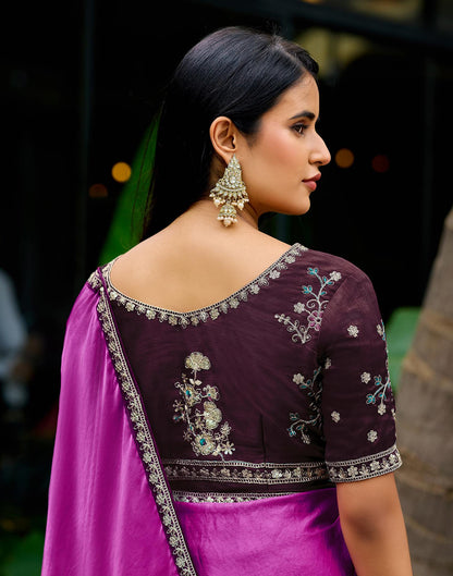 Light Purple Tissue Silk Lace Saree