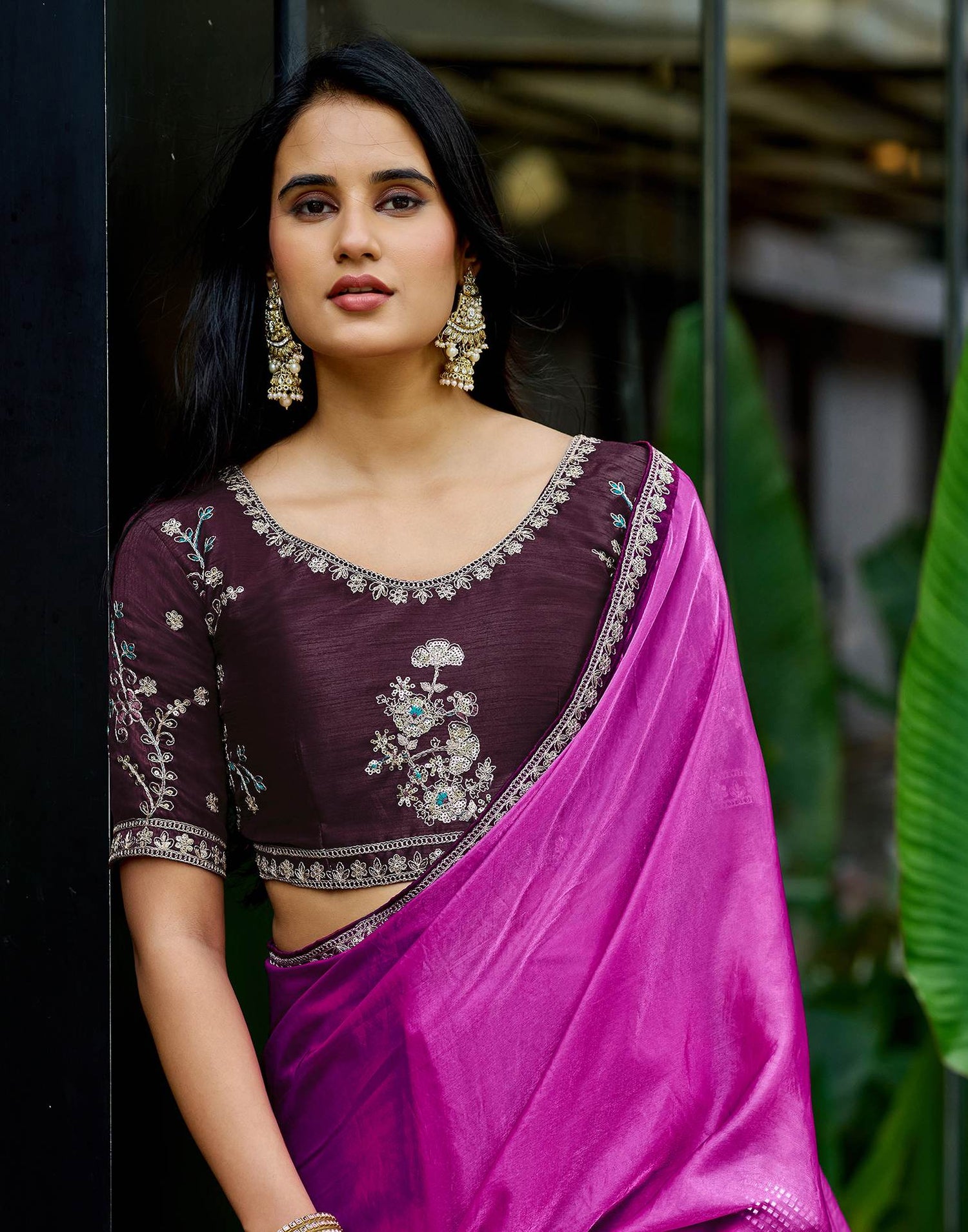 Light Purple Tissue Silk Lace Saree