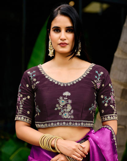 Light Purple Tissue Silk Lace Saree