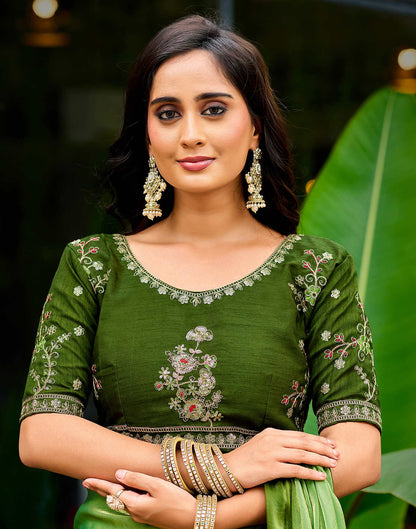 Light Green Tissue Silk Lace Saree