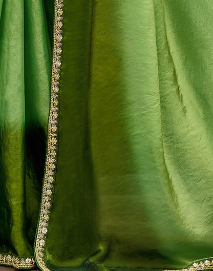 Light Green Tissue Silk Lace Saree