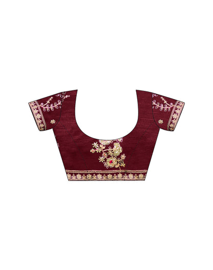 Maroon Tissue Silk Lace Saree