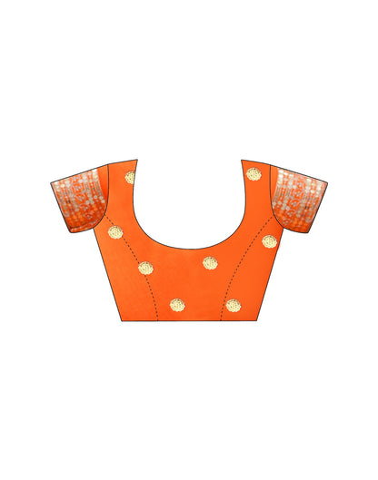 Orange Silk Sequence Embroidery Saree