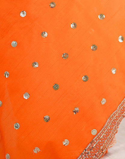 Orange Silk Sequence Embroidery Saree