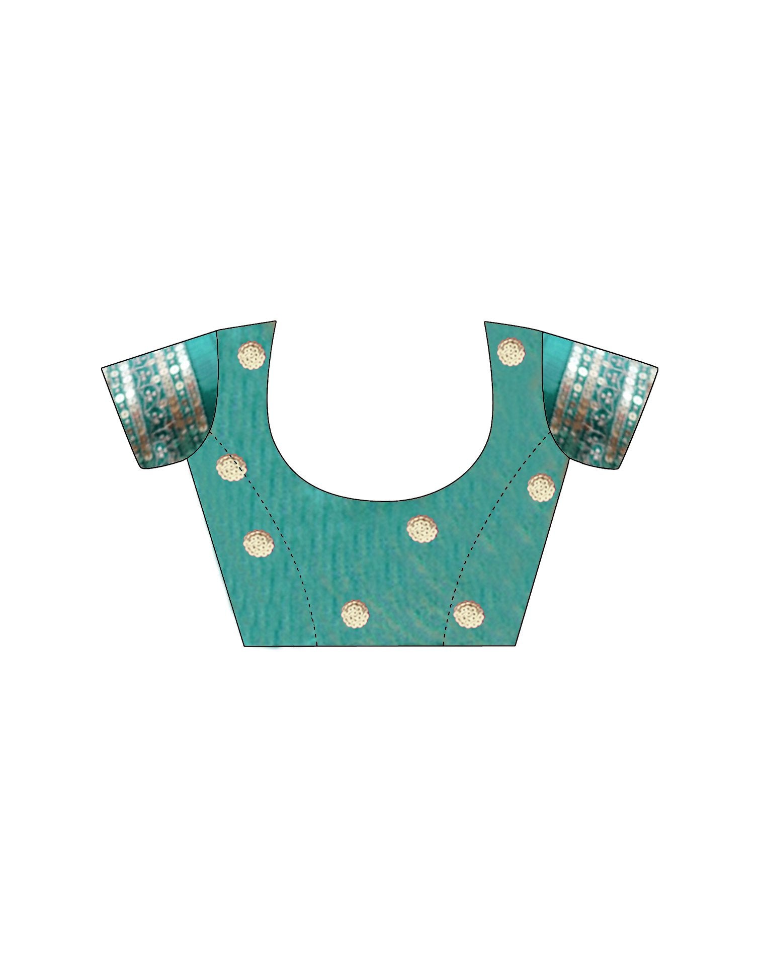 Dusty Teal Green Silk Sequence Embroidery Saree