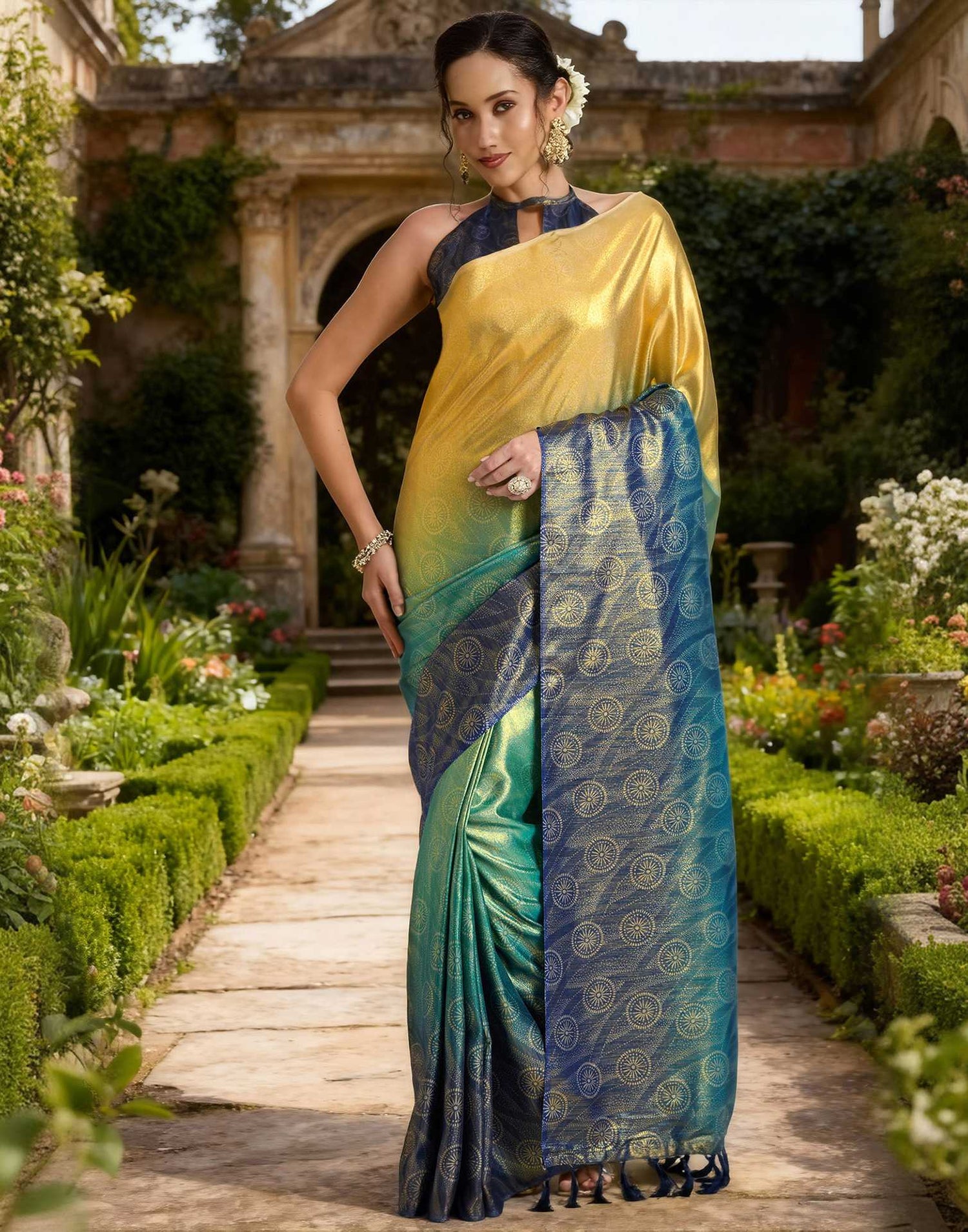 Multicoloured Silk Printed Saree