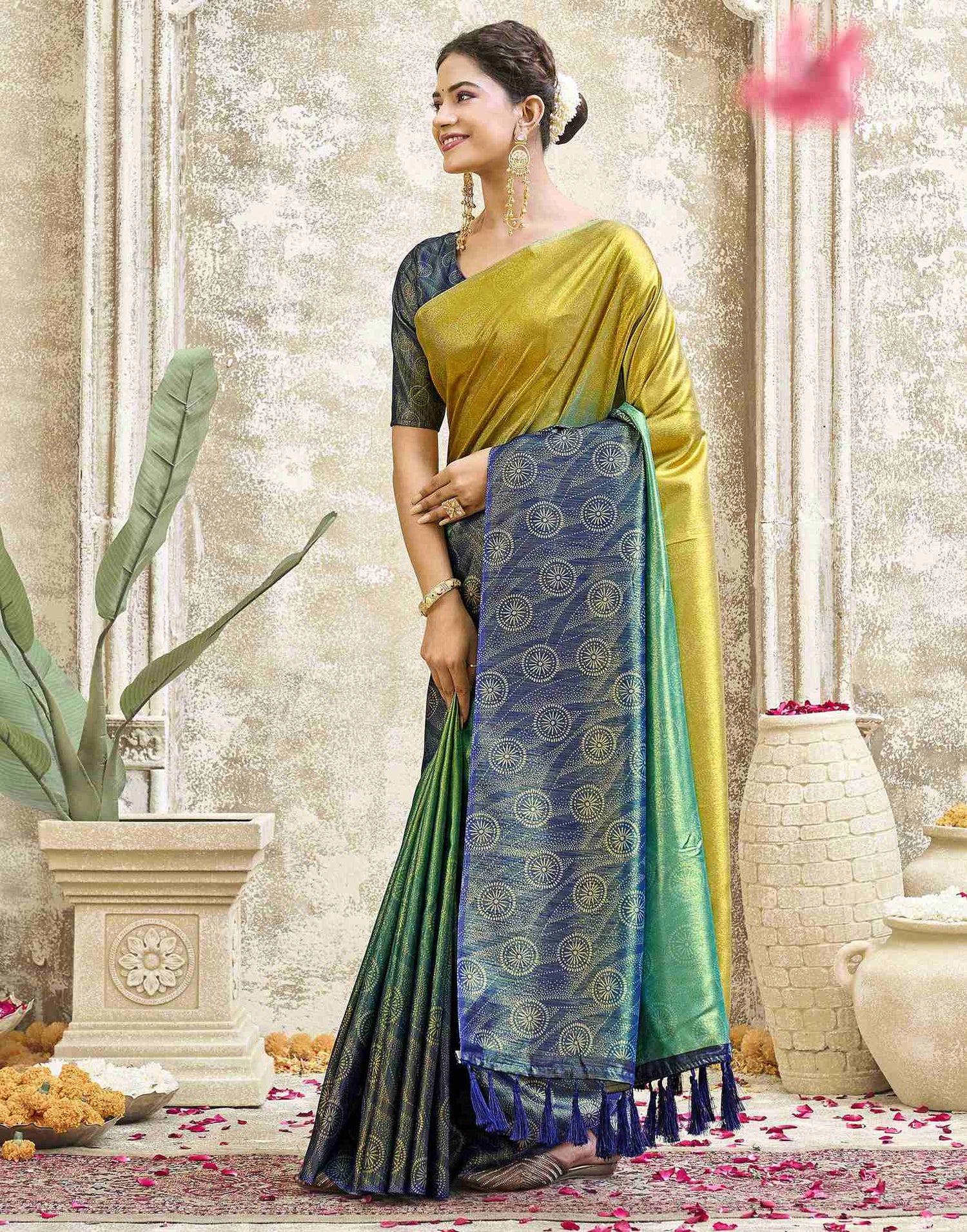 Multicoloured Silk Printed Saree