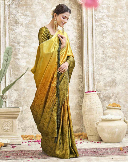 Yellow Silk Printed Saree