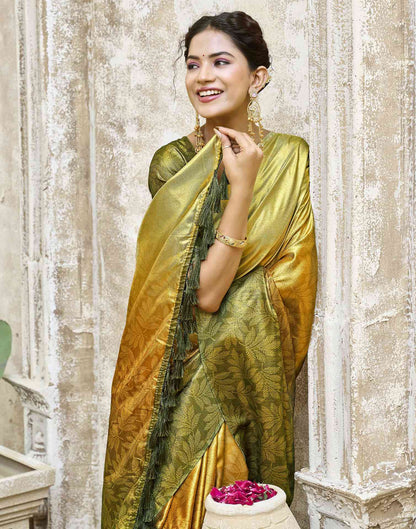 Yellow Silk Printed Saree
