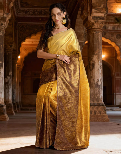 Yellow Silk Printed Saree
