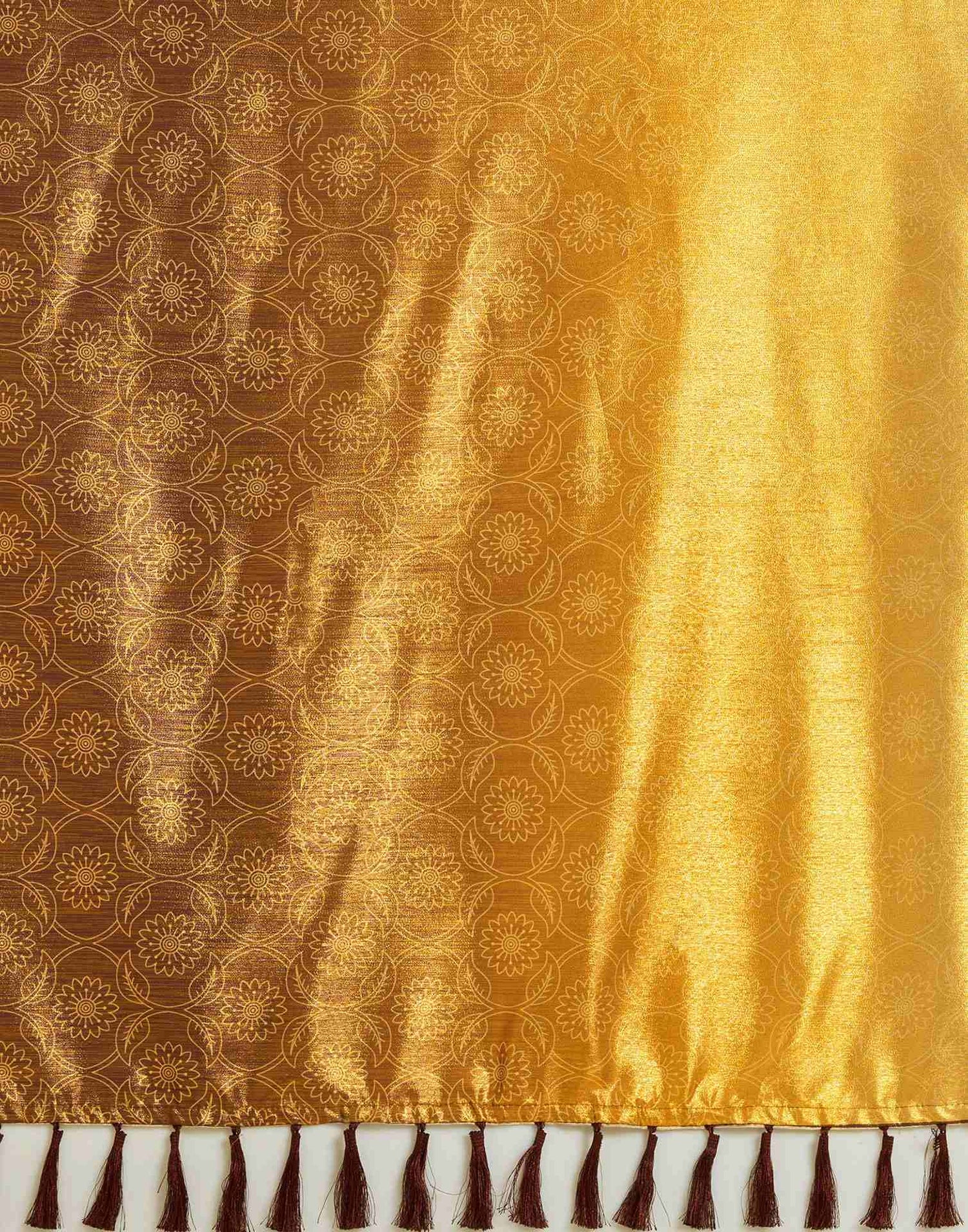 Yellow Silk Printed Saree