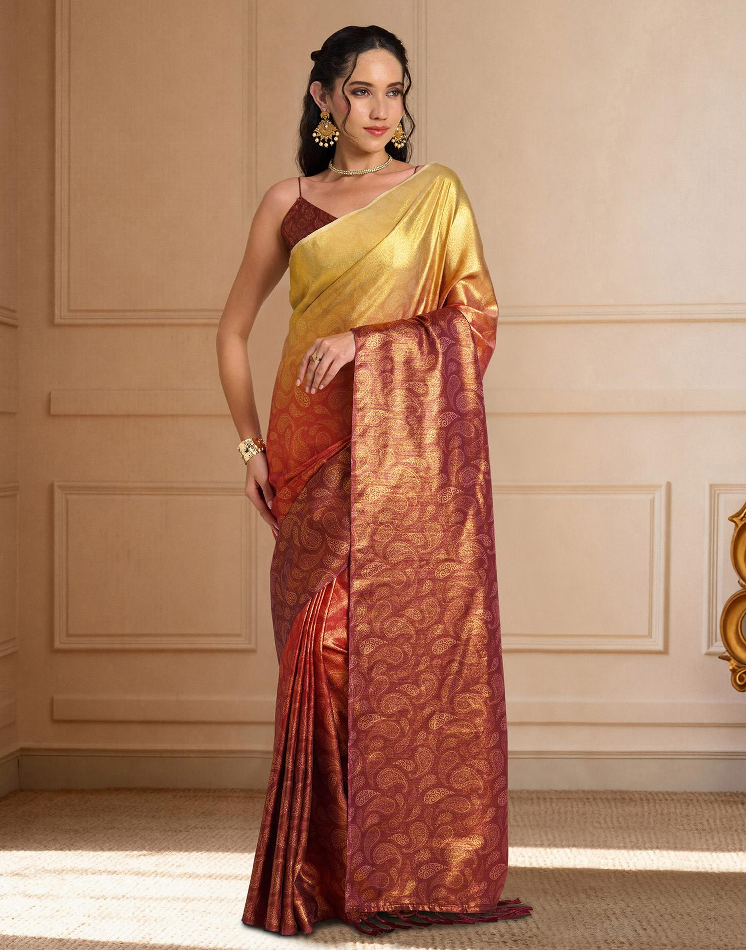 Red Silk Printed Saree