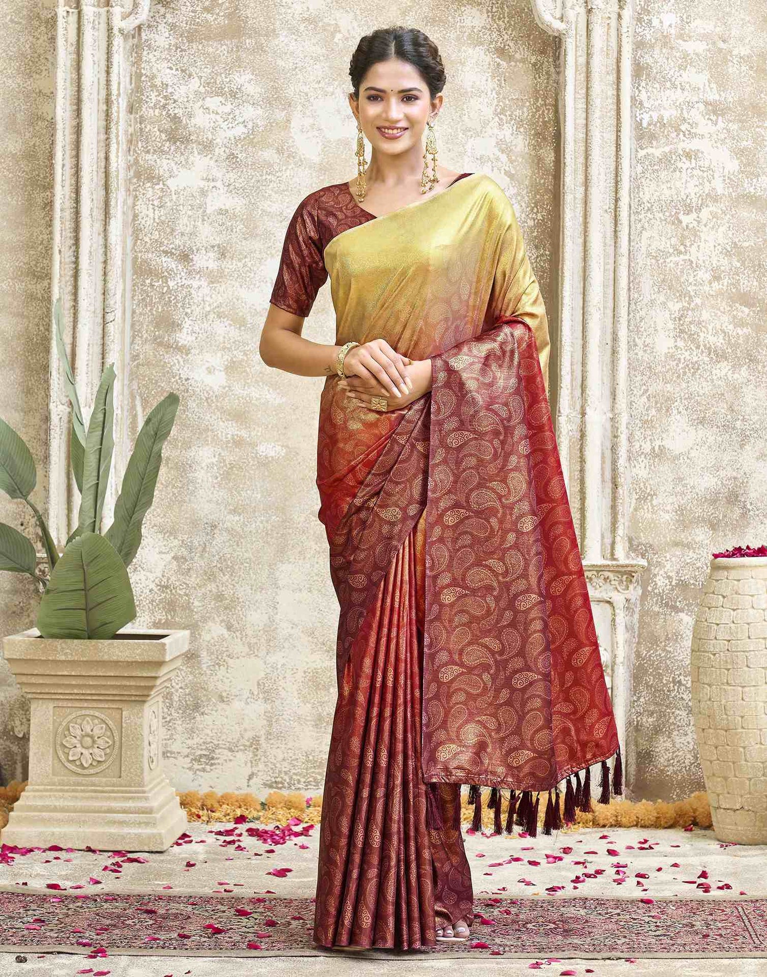 Red Silk Printed Saree