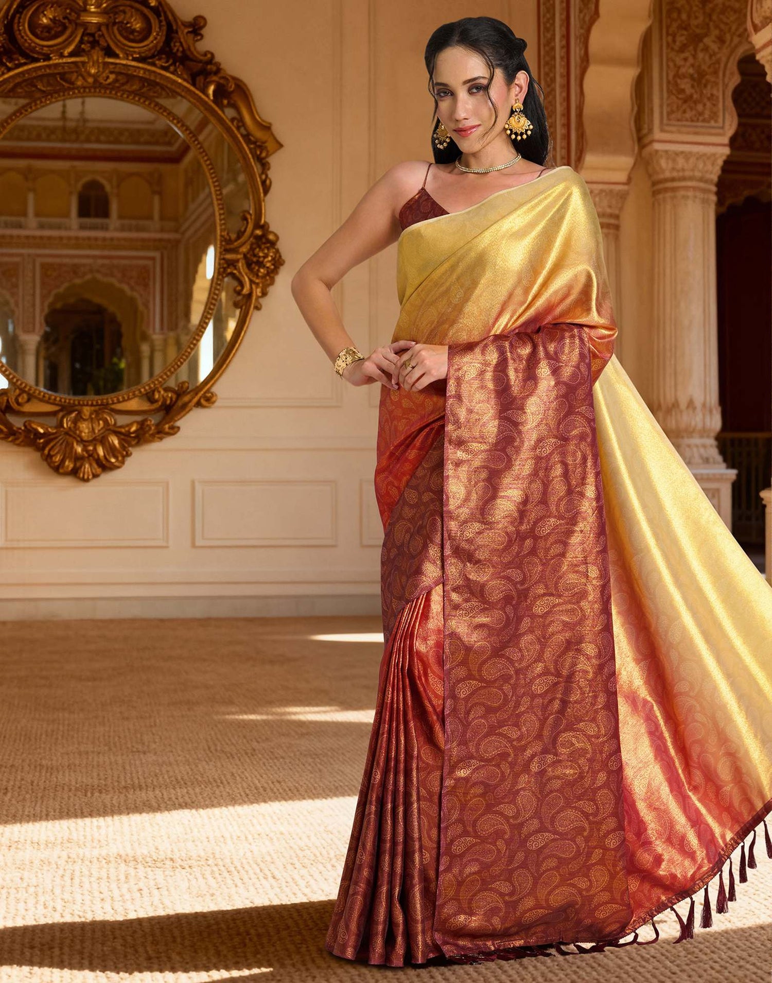 Red Silk Printed Saree