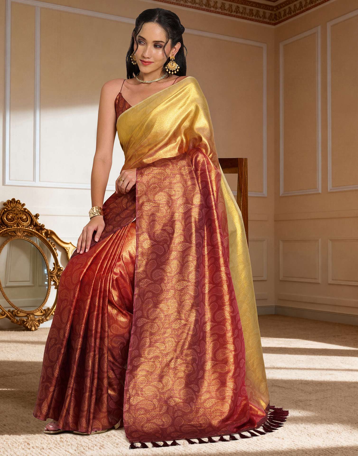 Red Silk Printed Saree