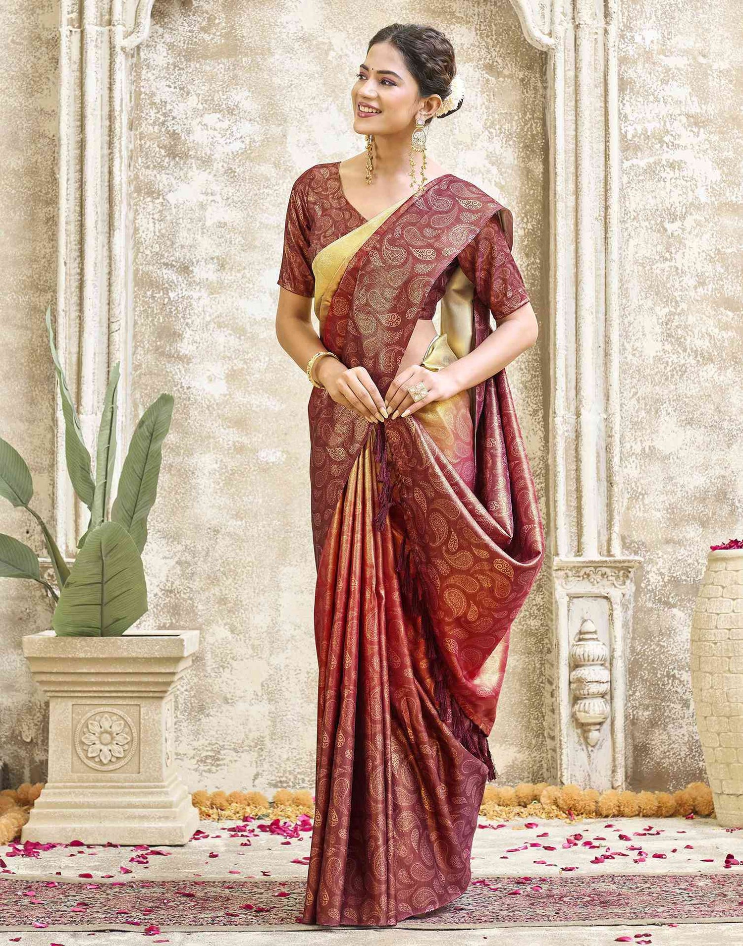 Red Silk Printed Saree
