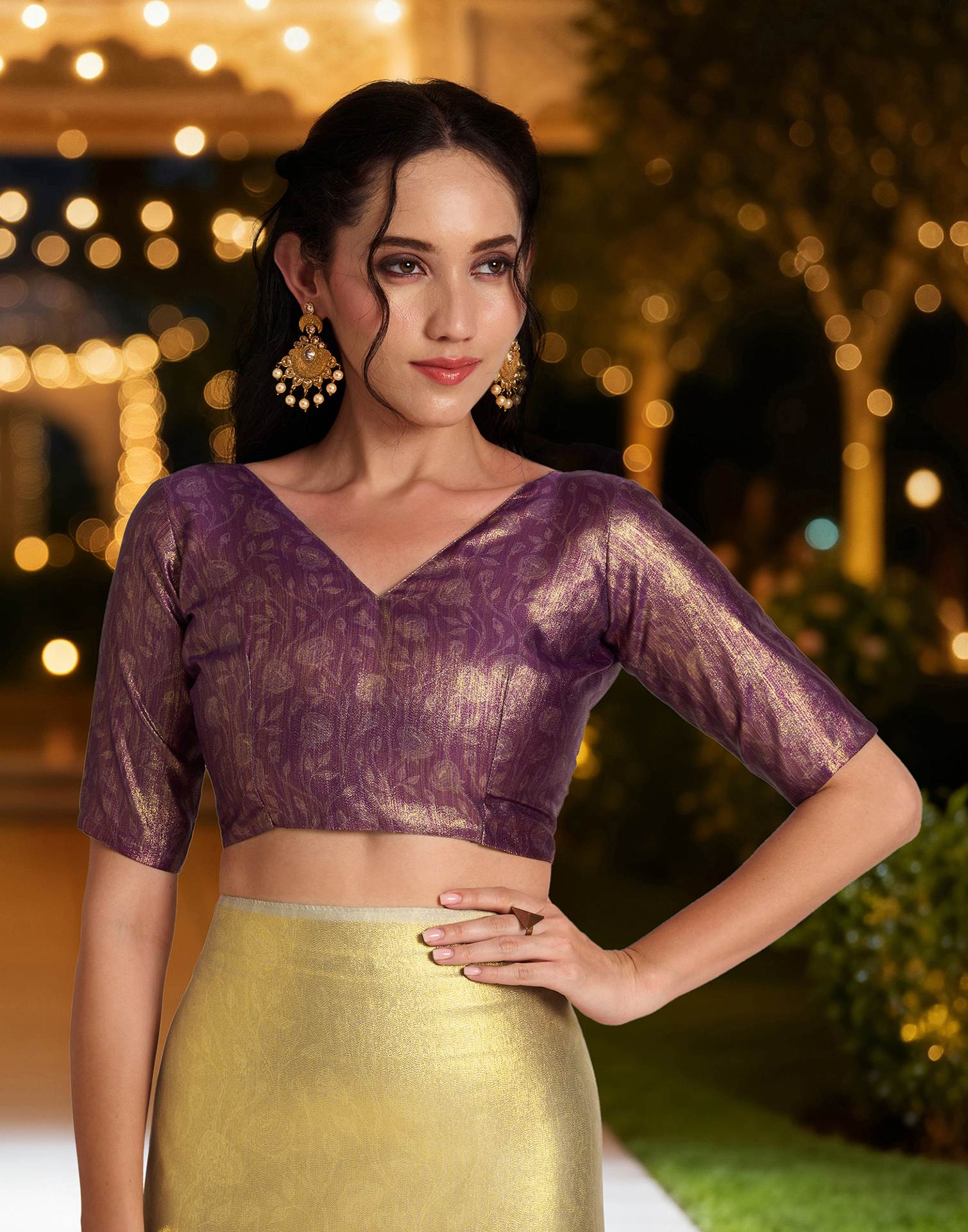 Coral Pink Silk Printed Saree