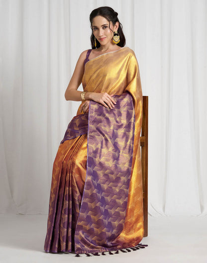 Yellow Silk Printed Saree