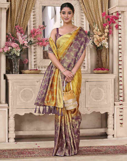 Yellow Silk Printed Saree