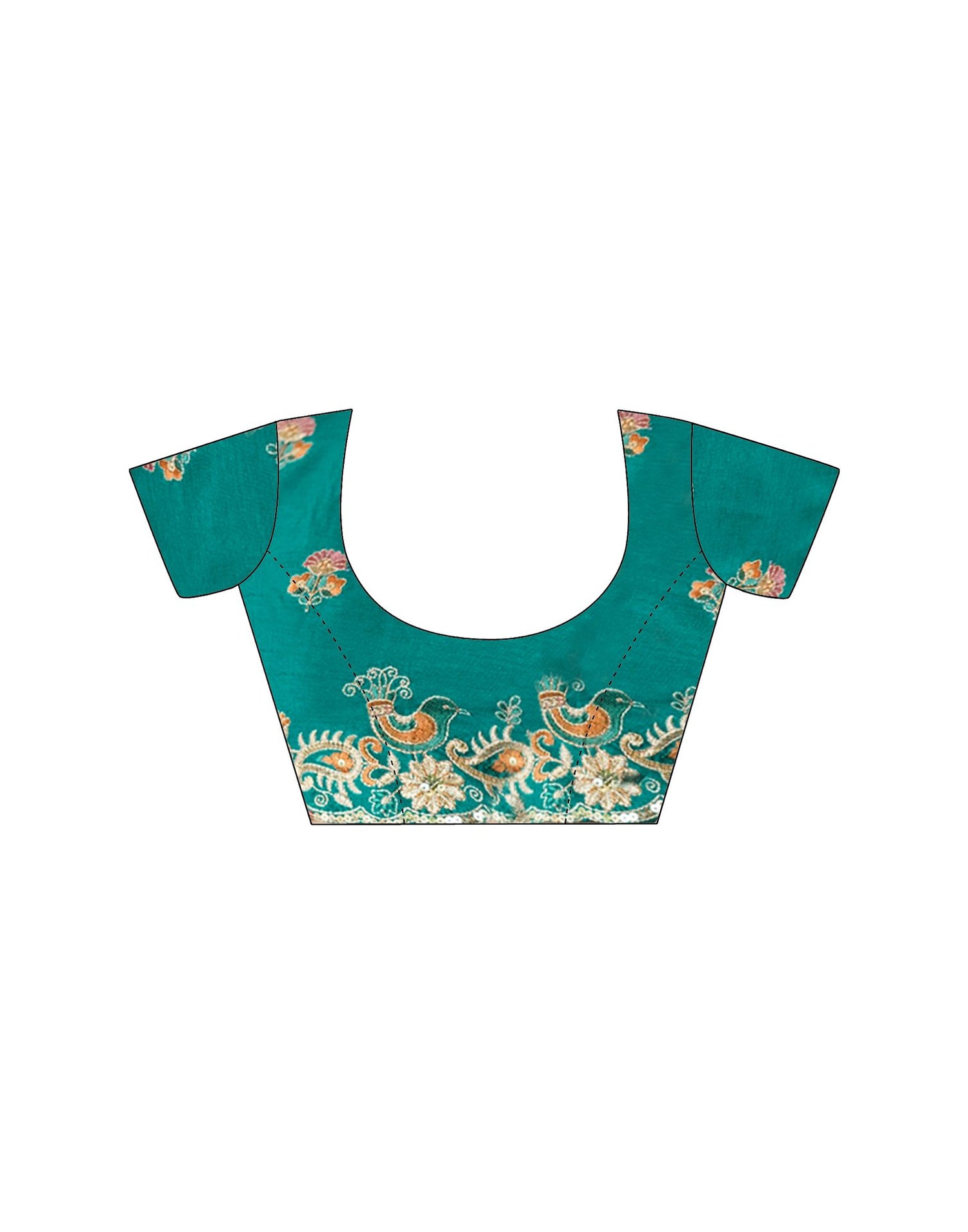 Teal Green Silk Embroidery Saree