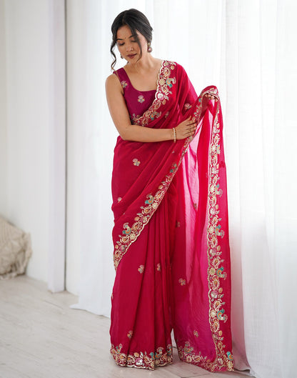Red Silk Embroidery Saree