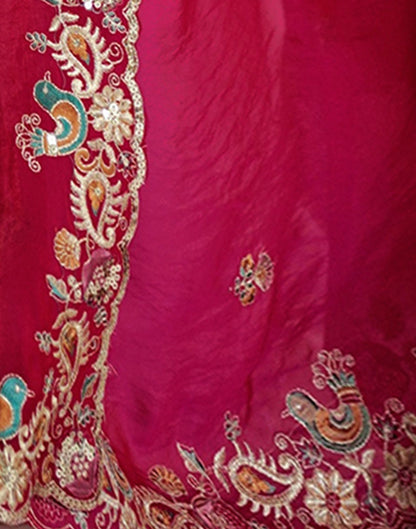 Red Silk Embroidery Saree