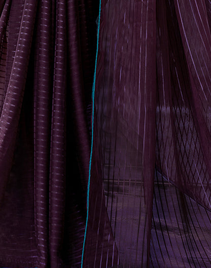 Wine Georgette Zari Stripe Saree