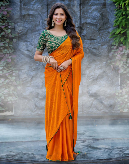 Orange Georgette Zari Stripe Saree