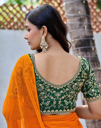 Orange Georgette Zari Stripe Saree