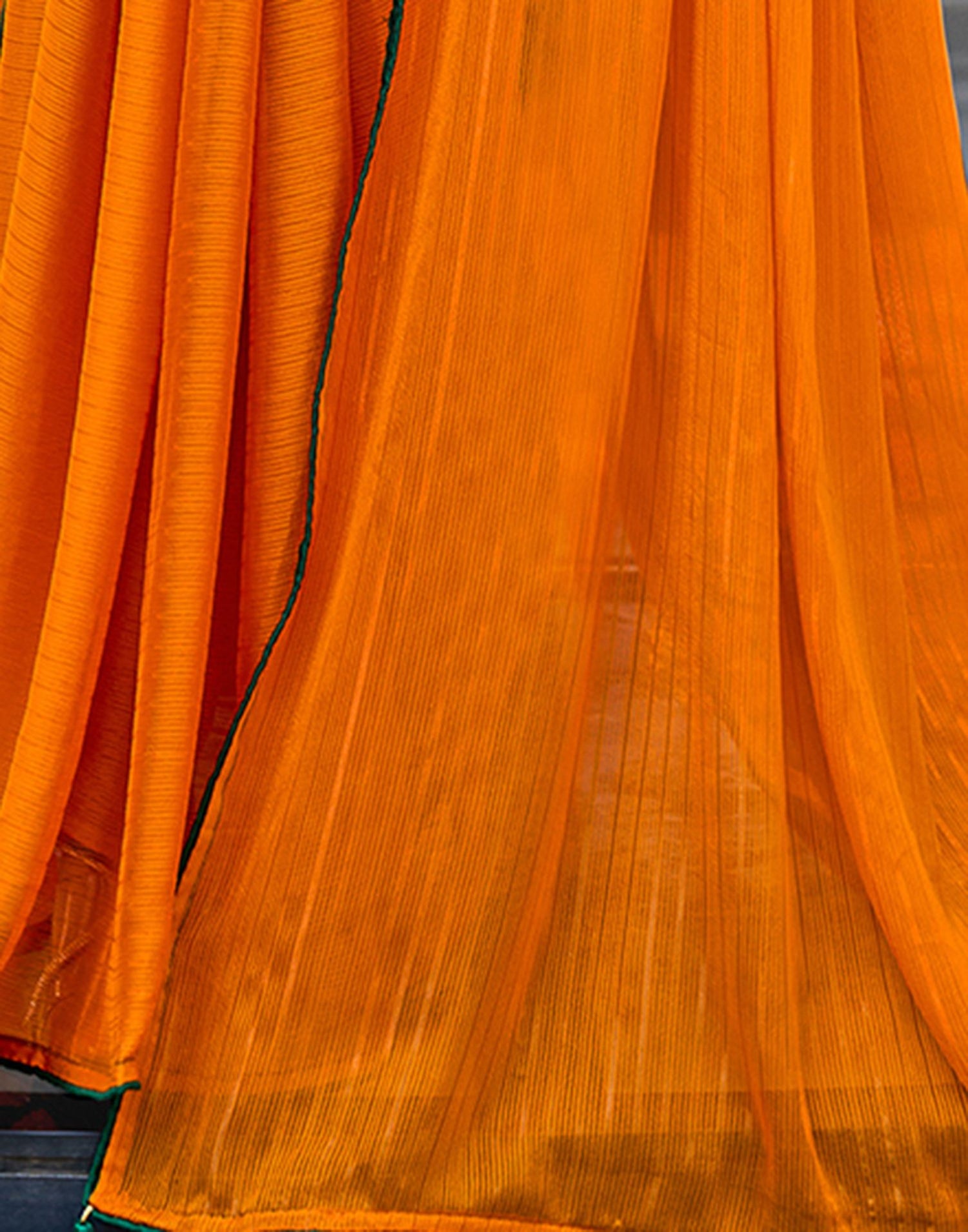 Orange Georgette Zari Stripe Saree