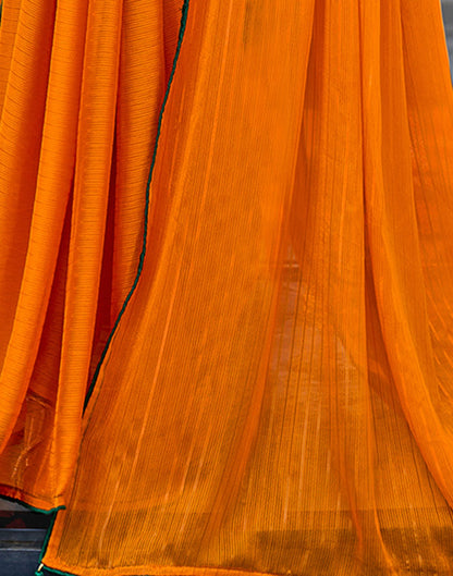 Orange Georgette Zari Stripe Saree
