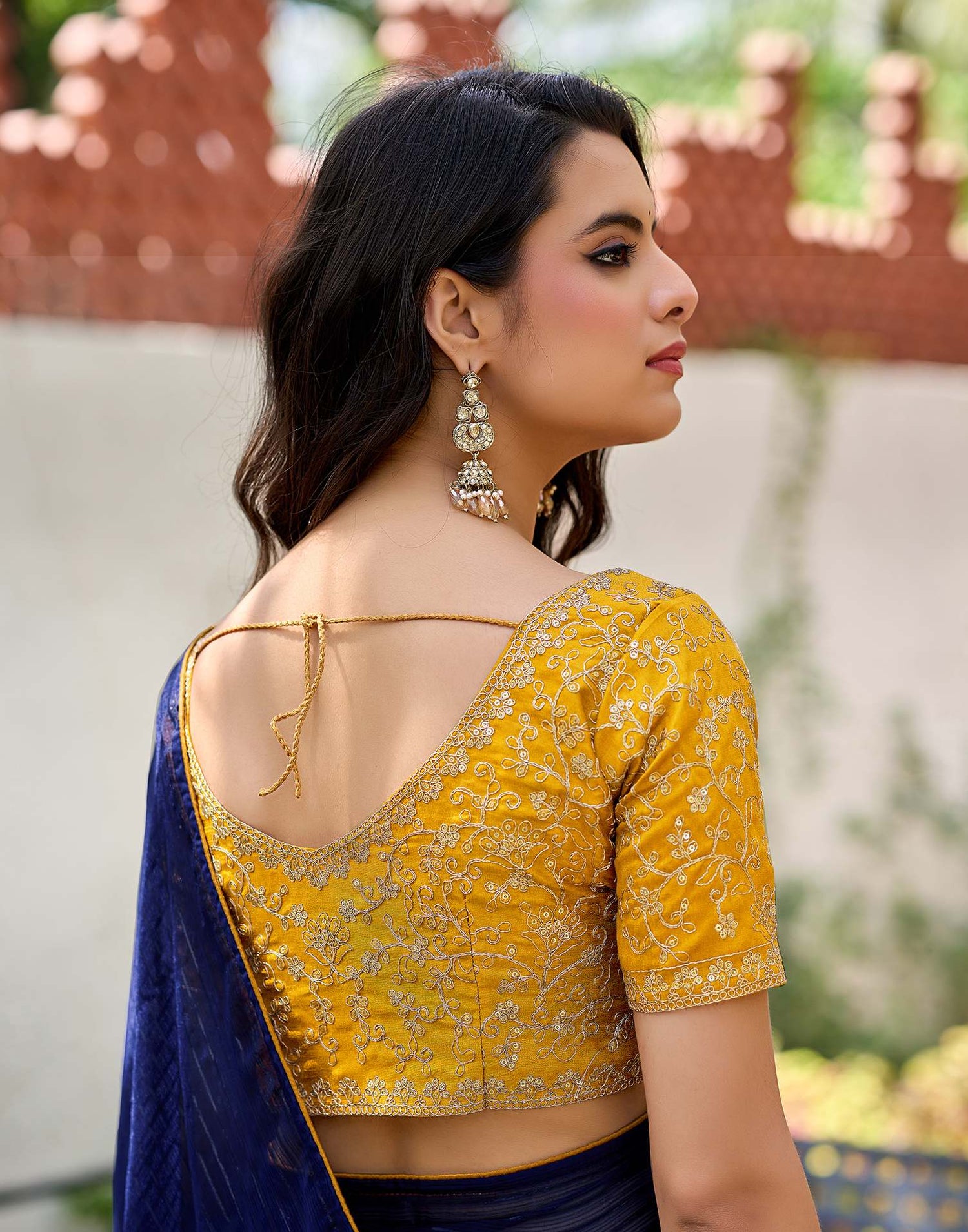 Navy Blue Georgette Zari Stripe Saree