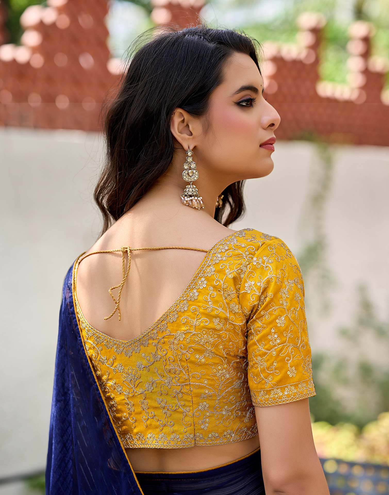 Navy Blue Georgette Zari Stripe Saree