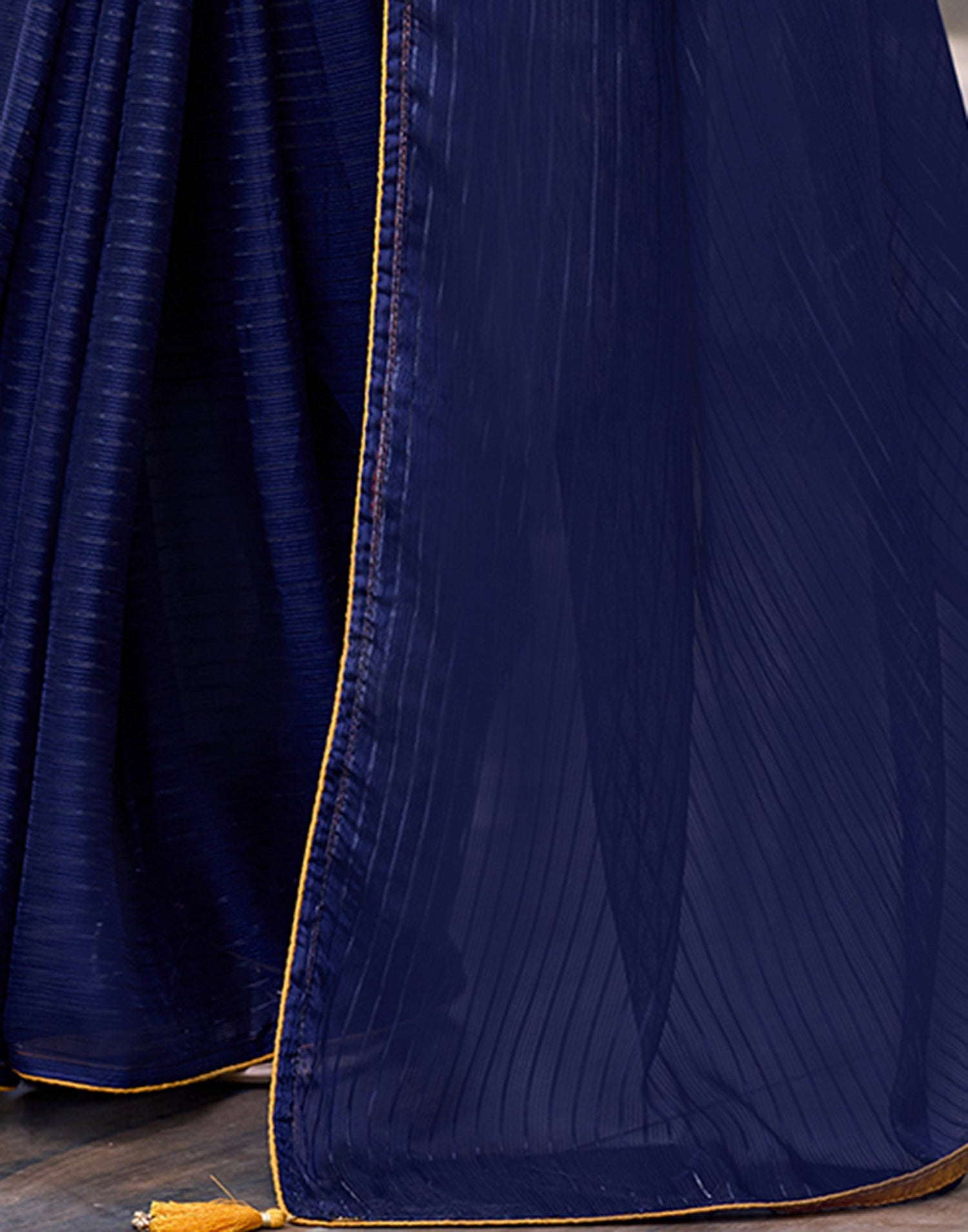 Navy Blue Georgette Zari Stripe Saree