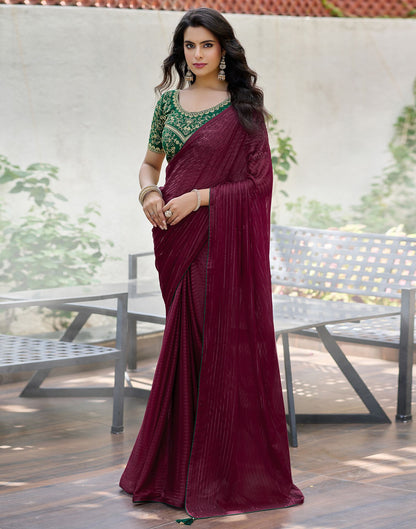 Maroon Georgette Zari Stripe Saree