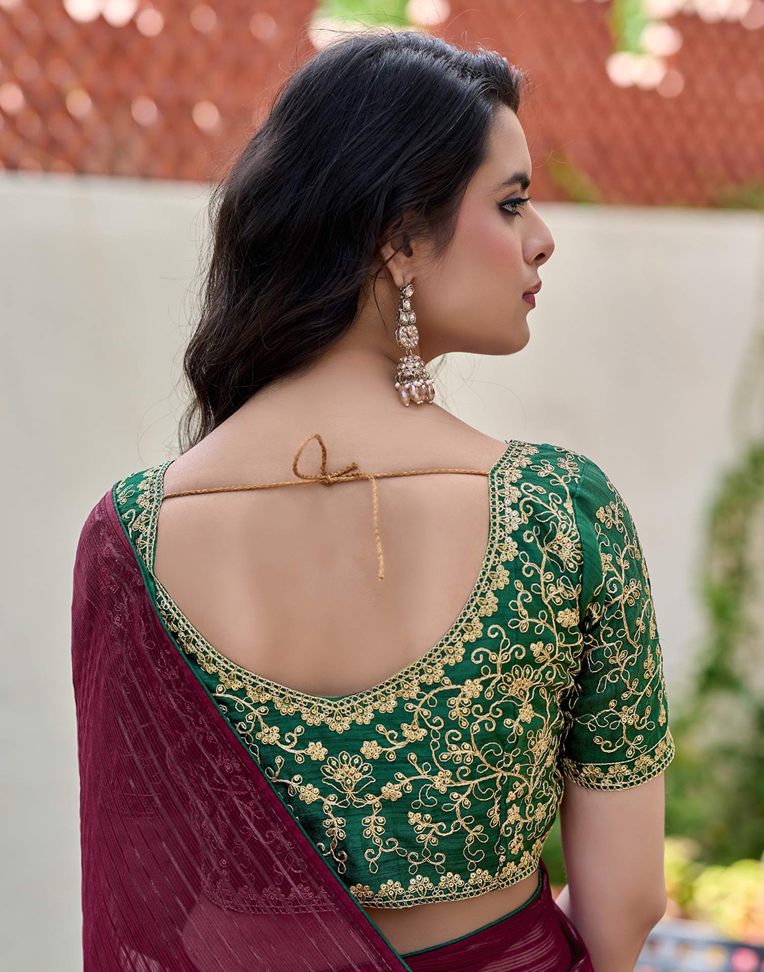 Maroon Georgette Zari Stripe Saree