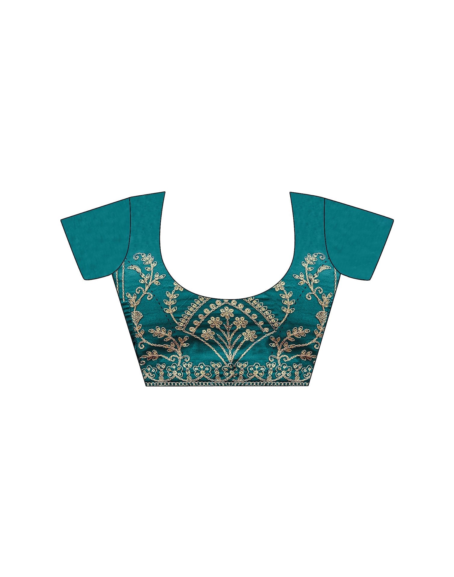 Teal Blue Silk Sequence Lace Saree